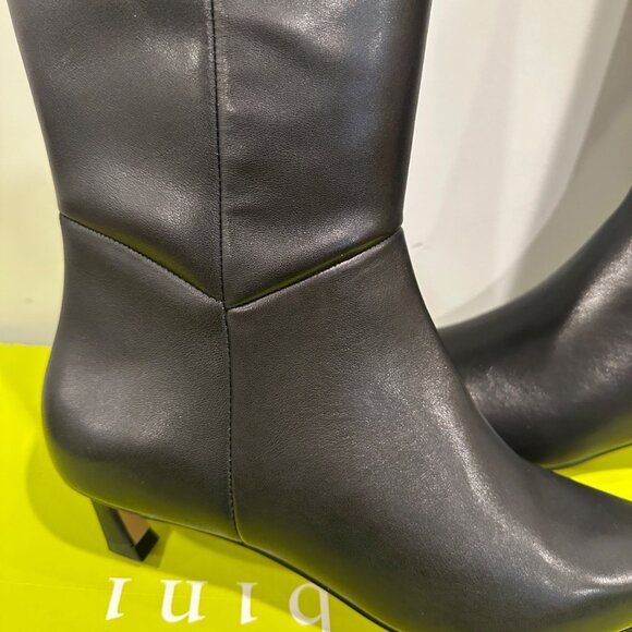 Gianni Bini Tall Black Leather Gianna Boot Kitten Heel 1.5" Knee High - Picture 11 of 15